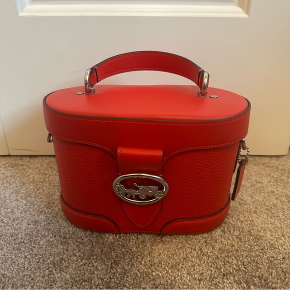 Coach Georgie Gem 5503 Leather Crossbody Satchel Bright Poppy Red - Picture 2 of 10